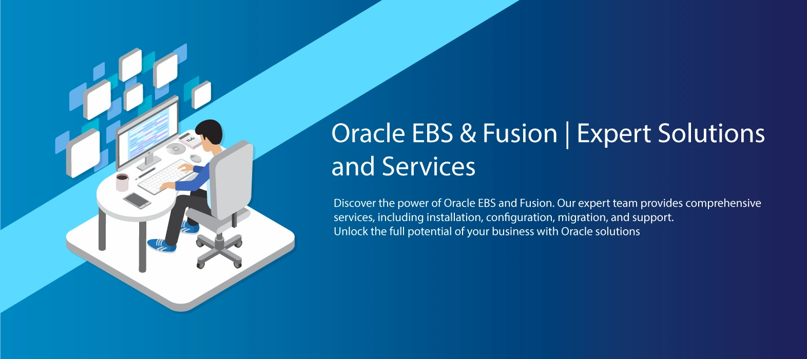 Oracle EBS and Fusion ERP dashboard displaying financial analytics